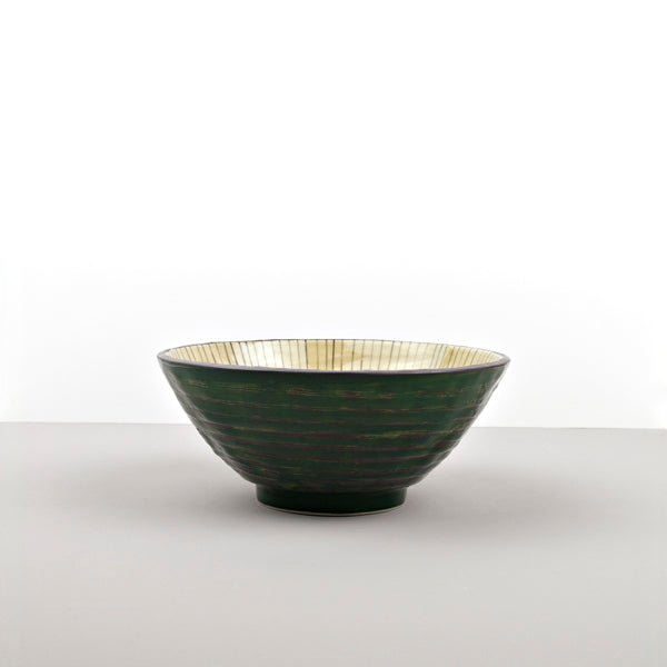 Udon Bowl 19cm Green Converging Line Glaze