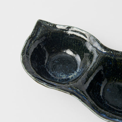 Edamame Triple Pod Dish 200ml Indigo Blue