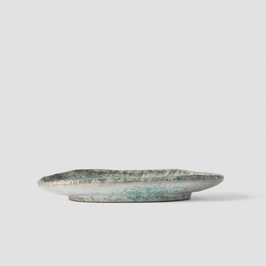 Plate Oval 17x11cm Aqua Splash Glaze