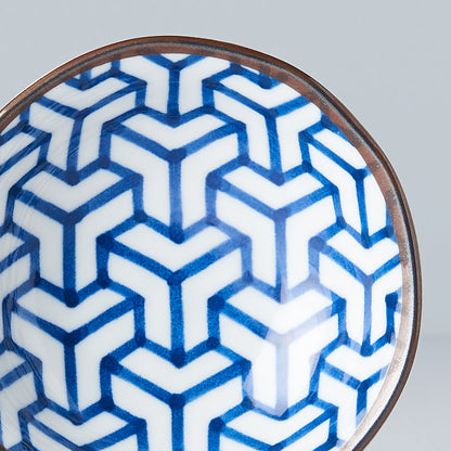 Sauce Dish 11cm Indigo Ikat Herringbone Design
