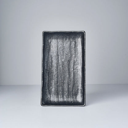 Plate Ibushi Rectangular 22cm Black Glaze