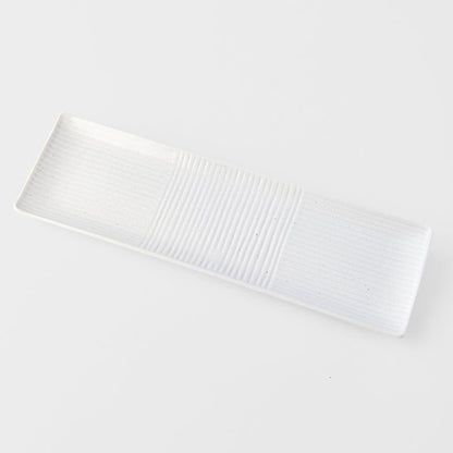 Sashimi Plate 33cm Line Design White Glaze