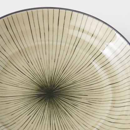 Pasta Bowl Flat Based 23cm Green Converging Line Glaze