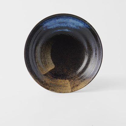 Pasta Bowl Flat 23cm Gold Brushstroke Glaze