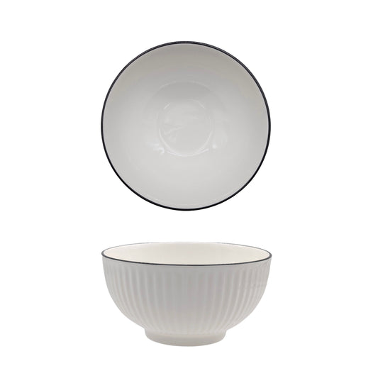 bulk 24 Sorrento Porcelain Embossed Bowl w Black Rim 6.5'' 16cm