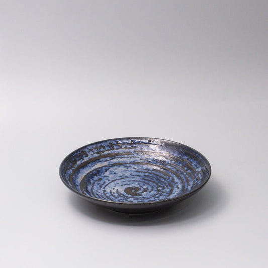 Open Flat Base 23cm Bowl Copper Swirl Glaze