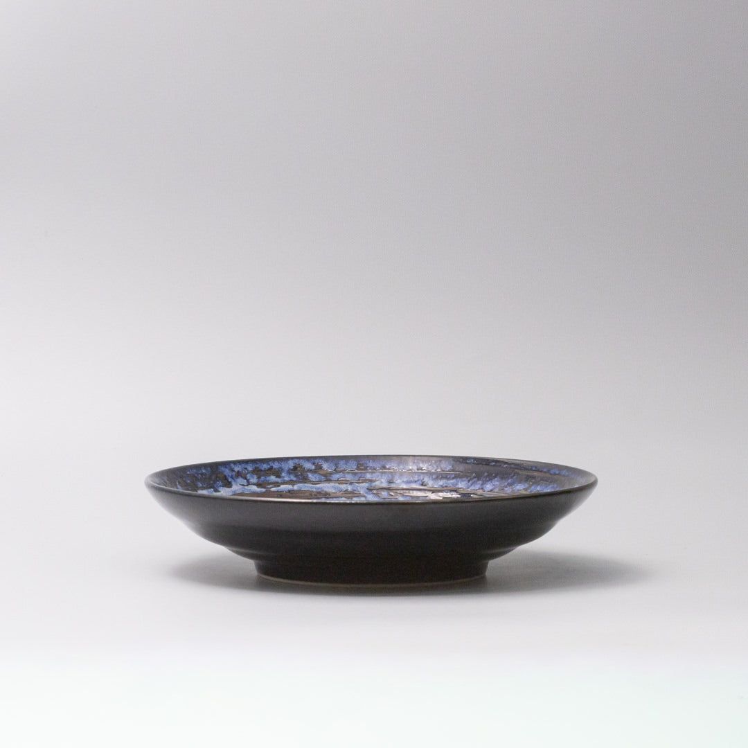 Open Flat Base 23cm Bowl Copper Swirl Glaze
