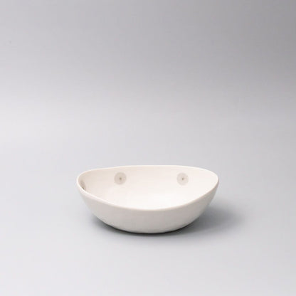 Bowl Oval 20cm White with Grey Dots Design