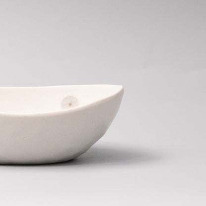 Bowl Oval 20cm White with Grey Dots Design