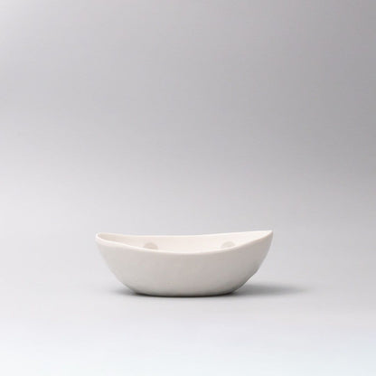 Bowl Oval 20cm White with Grey Dots Design