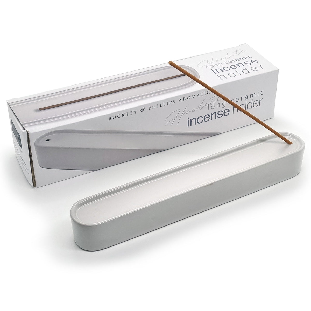 White Long Ceramic Incense Holder