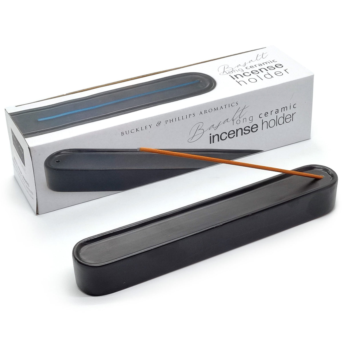 Black Long Ceramic Incense Holder