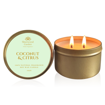 Coconut & Citrus 100% Natural Fragrance Soy Candle Tin 165g
