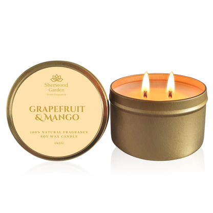 Grapefruit & Mango 100% Natural Fragrance Soy Candle Tin 165g