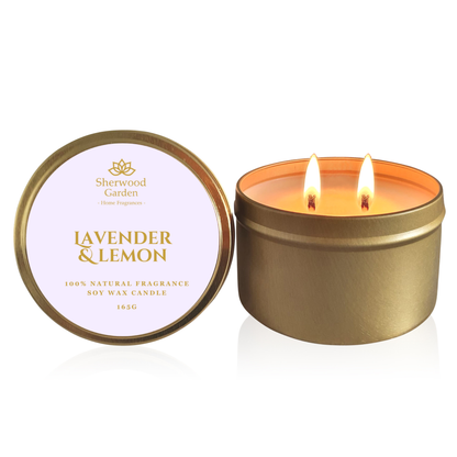 Lavender & Lemon 100% Natural Fragrance Soy Candle Tin 165g
