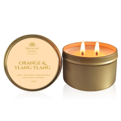 Orange & Ylang Ylang 100% Natural Fragrance Soy Candle Tin 165g