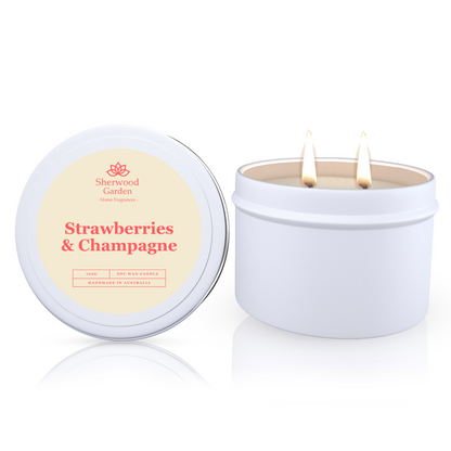 Strawberries & Champagne Soy Candle Tin 165g