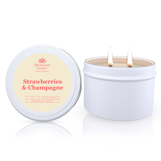 Strawberries & Champagne Soy Candle Tin 165g