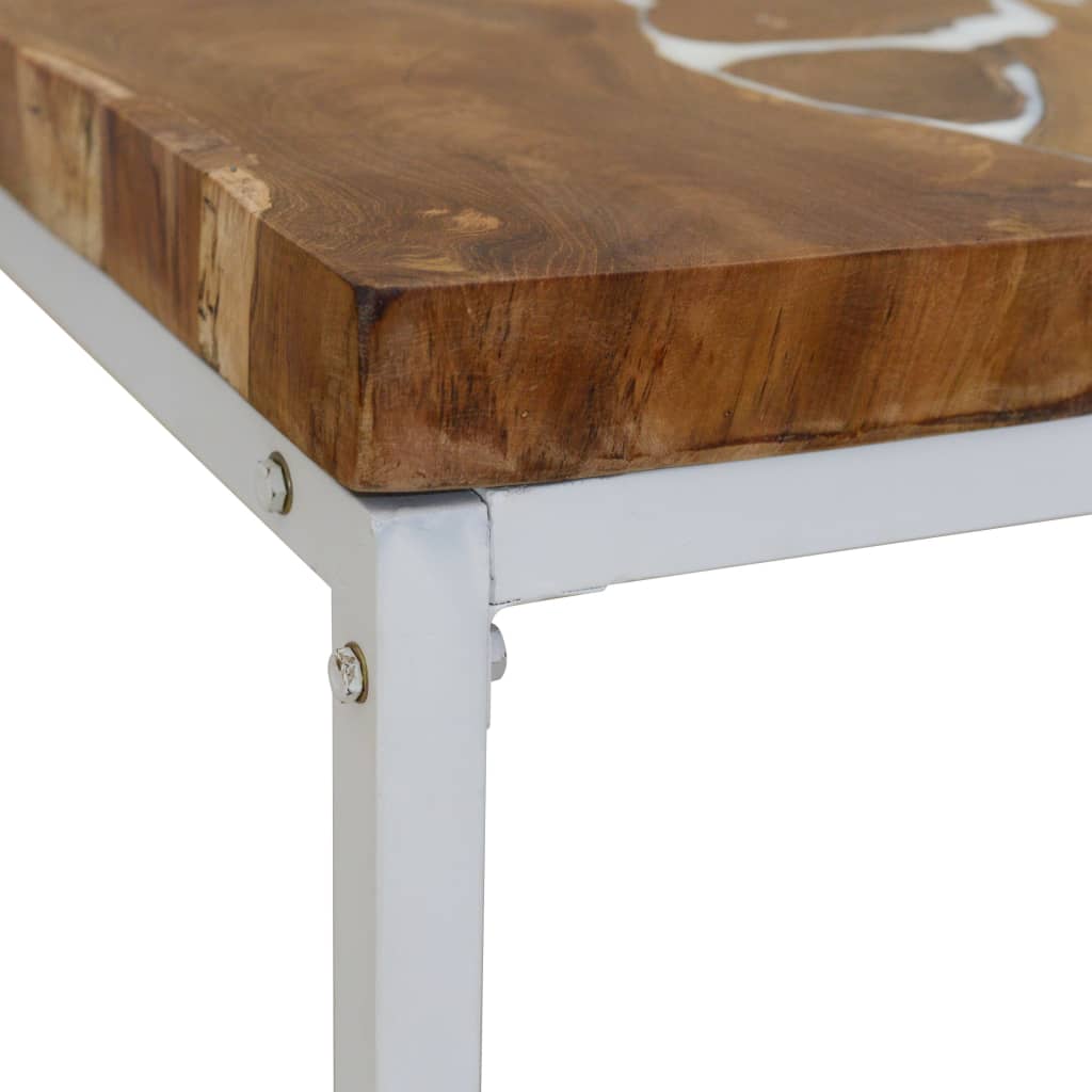 Coffee Table Teak Resin 110x60x40 cm White and Brown