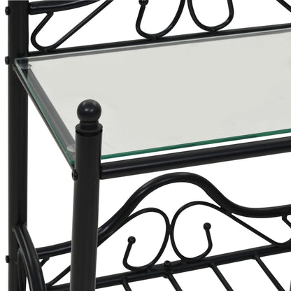 Bedside Table Steel and Tempered Glass 45x30.5x60 cm Black