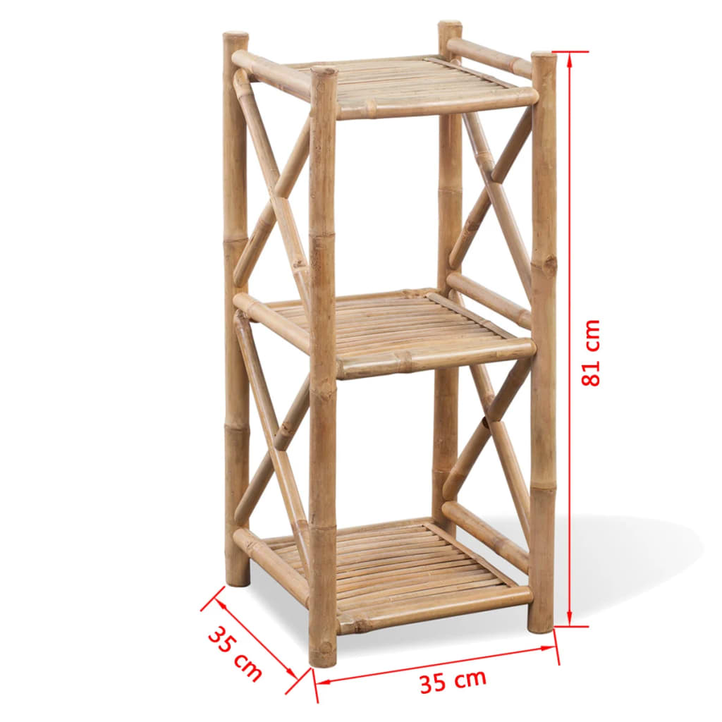 3-Tier Square Bamboo Shelf