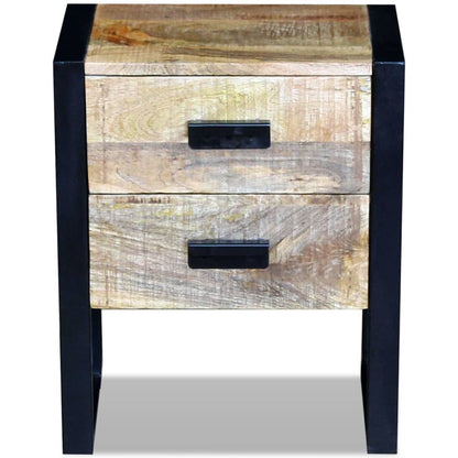 Side Table with 2 Drawers Solid Mango Wood 43x33x51 cm