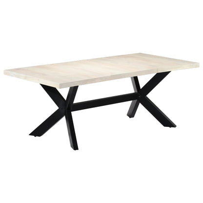 Dining Table White 200x100x75 cm Solid Mango Wood