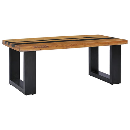 Coffee Table 100x50x40 cm Solid Teak Wood and Lava Stone