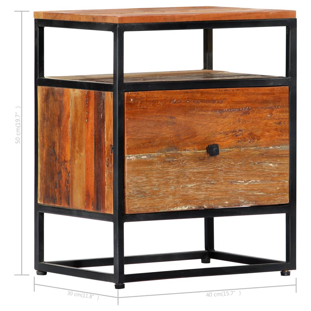 Bedside Cabinet 40x30x50 cm Solid Reclaimed Wood and Steel