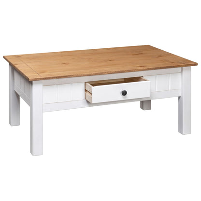 Coffee Table White 100x60x45 cm Solid Pine Wood Panama Range