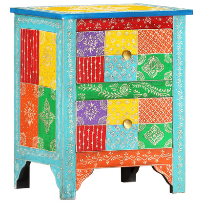 Hand Painted Bedside Cabinet 40x30x50 cm Solid Mango Wood
