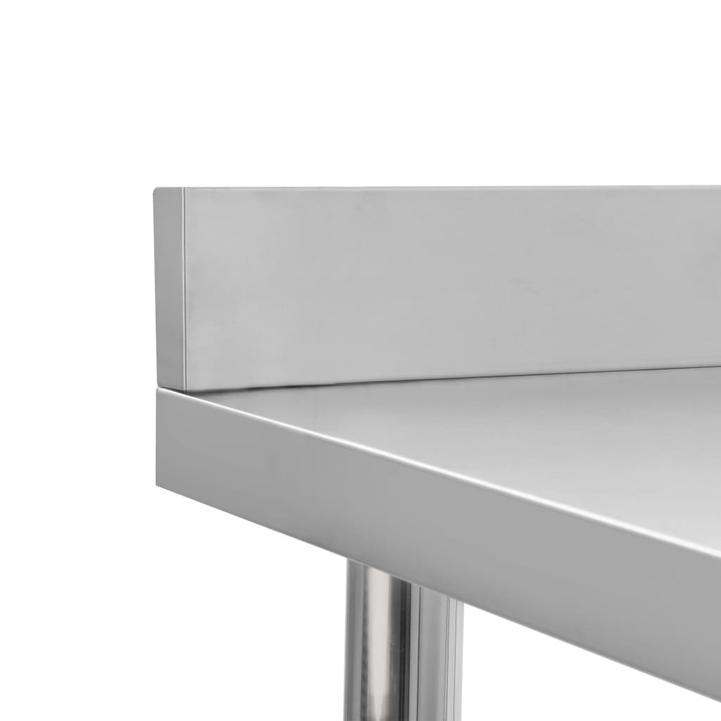 Kitchen Work Table with Backsplash 100x60x93 cm Stainless Steel