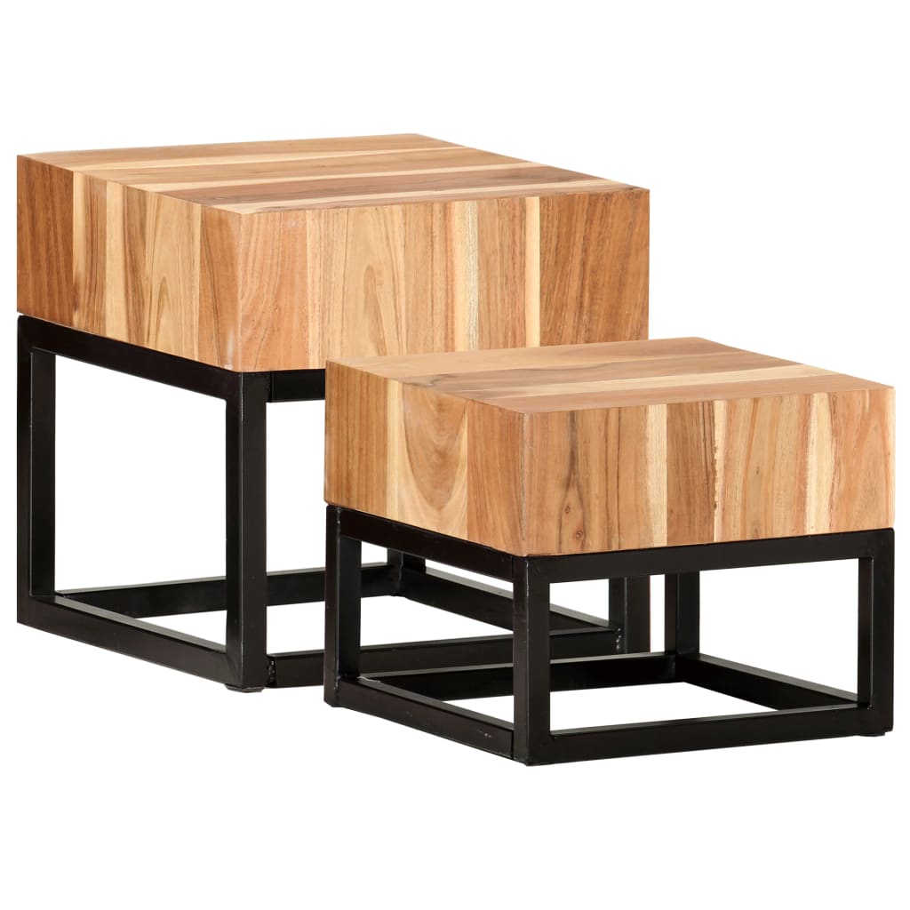 Side Tables 2 pcs Solid Acacia Wood