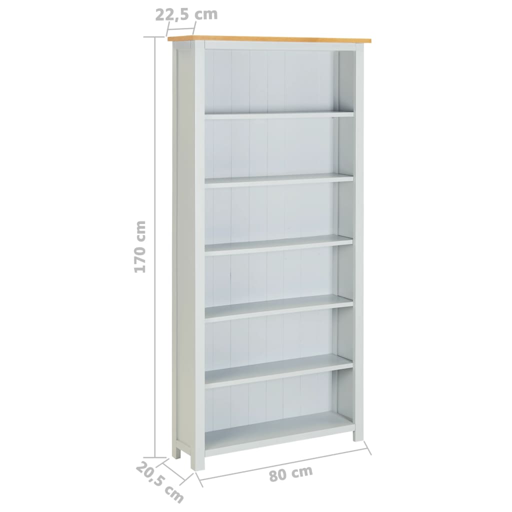 6-Tier Bookcase 80x22.5x170 cm Solid Oak Wood
