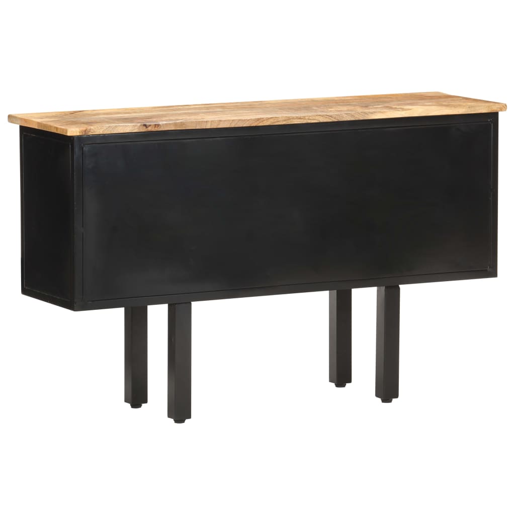 Sideboard 110x30x65 cm Solid Rough Mango Wood and Steel
