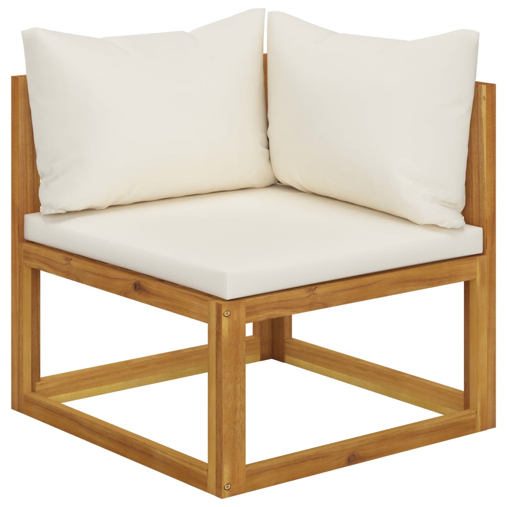 10 Piece Garden Lounge Set with Cushion Cream Solid Acacia Wood