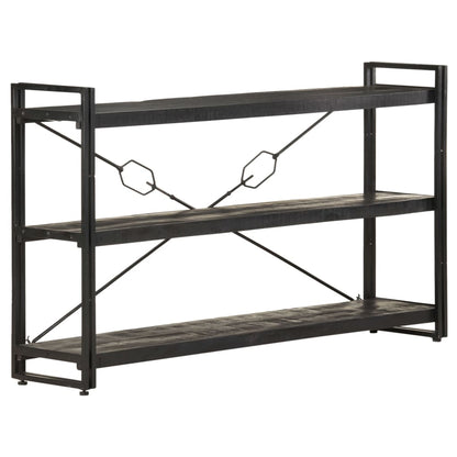 3-Tier Bookcase Black 140x30x80 cm Solid Mango Wood