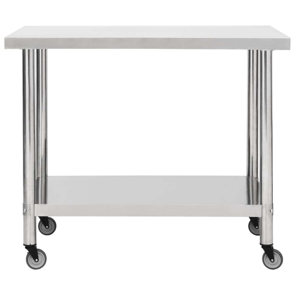 Kitchen Work Table with Wheels 80x60x85 cm Stainless Steel