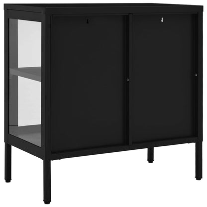 Sideboard Black 70x35x70 cm Steel and Glass