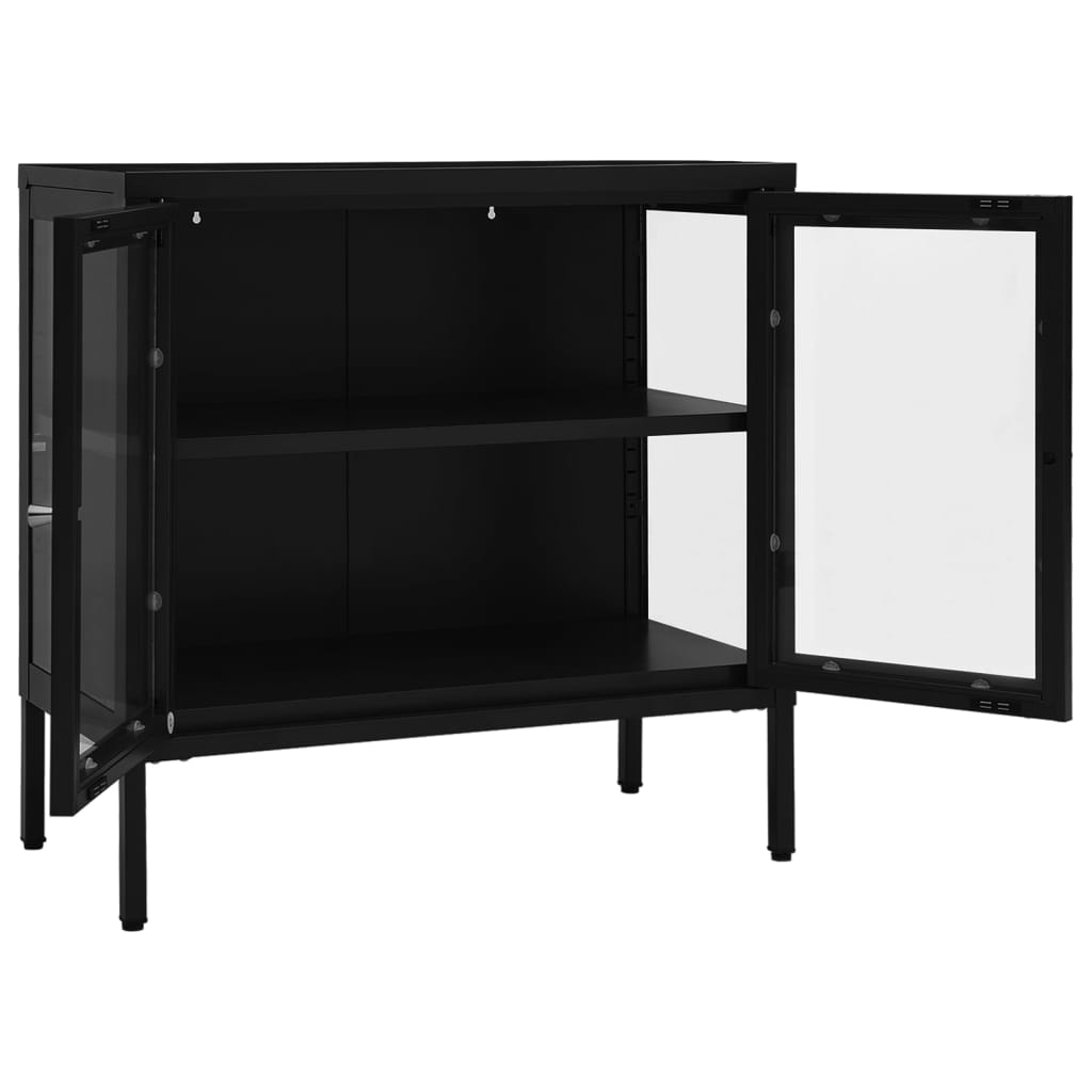 Sideboard Black 70x35x70 cm Steel and Glass