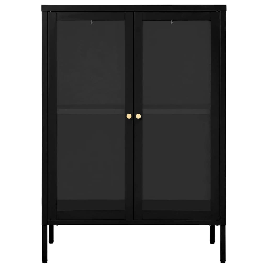 Sideboard Black 75x35x105 cm Steel and Glass