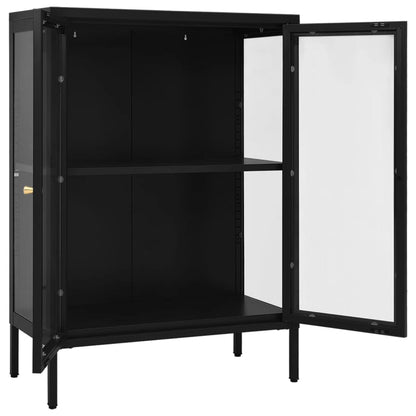Sideboard Black 75x35x105 cm Steel and Glass