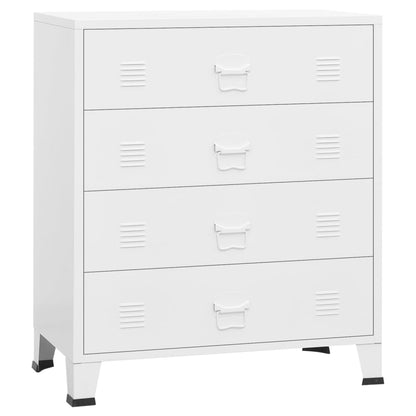 Industrial Drawer Cabinet White 78x40x93 cm Metal