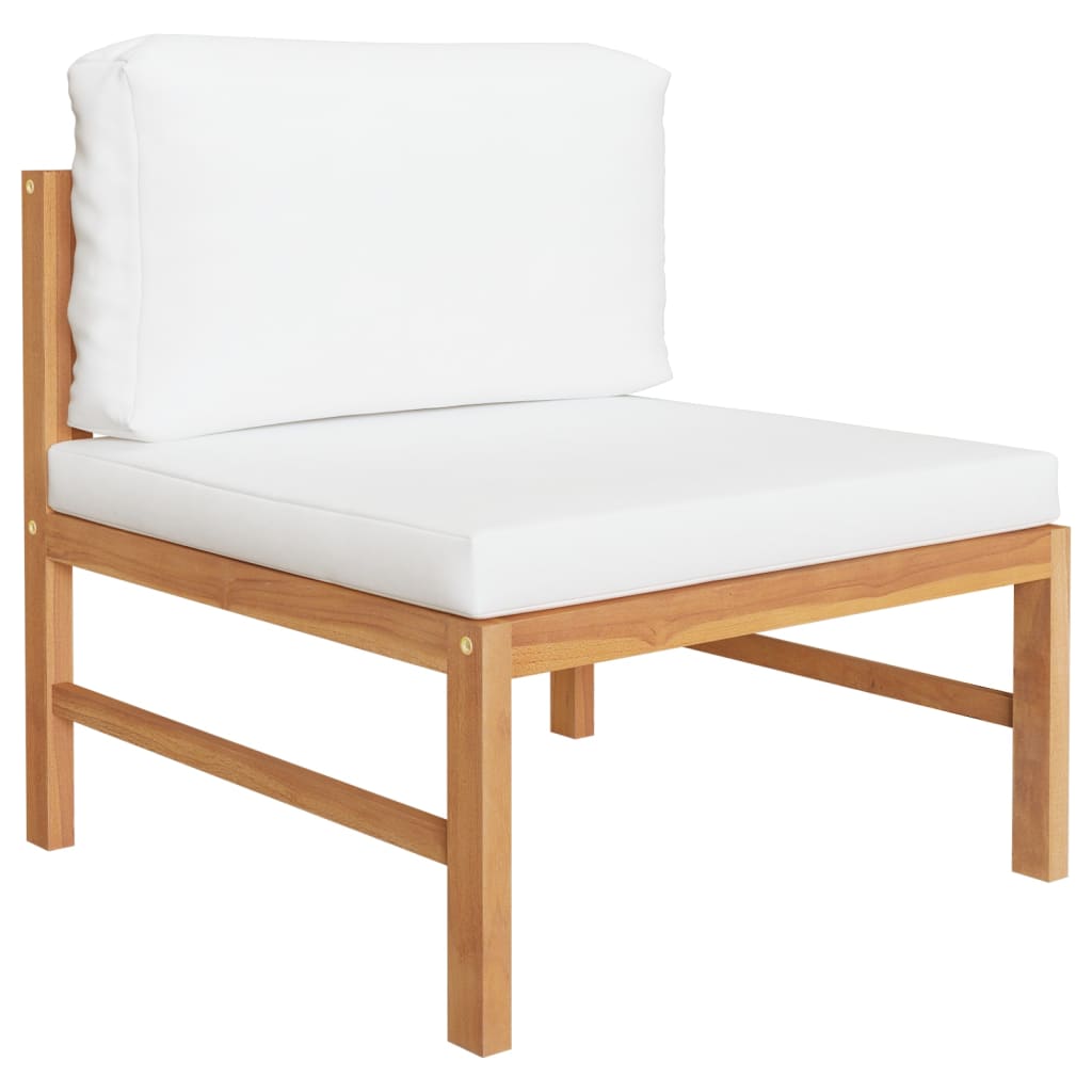 10 Piece Garden Lounge Set with Cream Cushions Solid Teak Wood