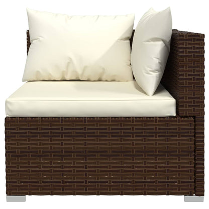 10 Piece Garden Lounge Set with Cushions Brown Poly Rattan