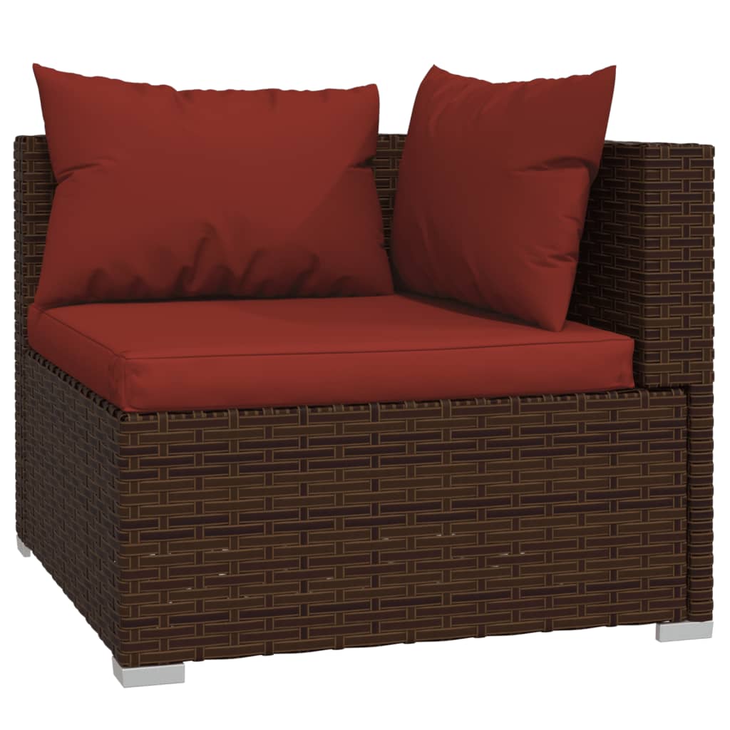 10 Piece Garden Lounge Set with Cushions Brown Poly Rattan