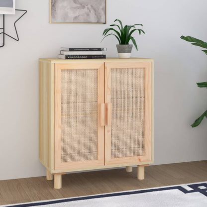 Sideboard Brown 60x30x70 cm Solid Wood Pine and Natural Rattan