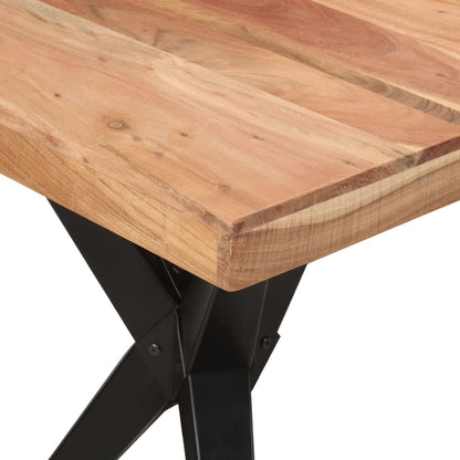 Dining Table Black 140x70x76 cm Solid Wood Acacia