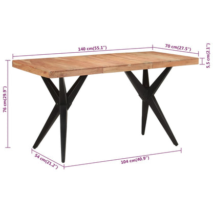 Dining Table Black 140x70x76 cm Solid Wood Acacia