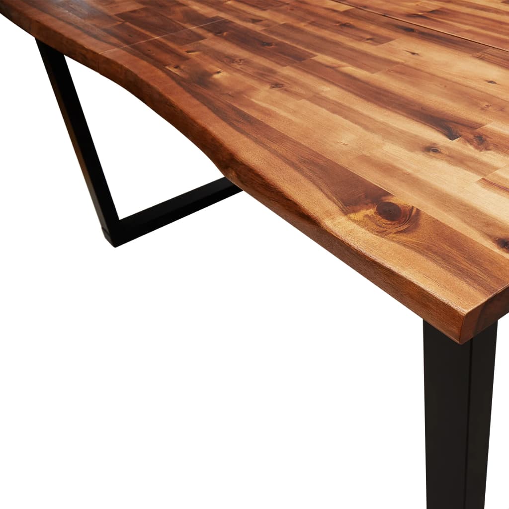 Dining Table with Live Edge 140x80x75 cm Solid Wood Acacia